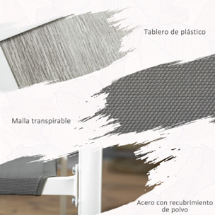 Outsunny Conjunto de Comedor de Exterior Juego de Comedor de Jardín de 7 Piezas con 1 Mesa y 6 Sillas Apilables Estilo Moderno para Terraza Patio Blanco y Gris