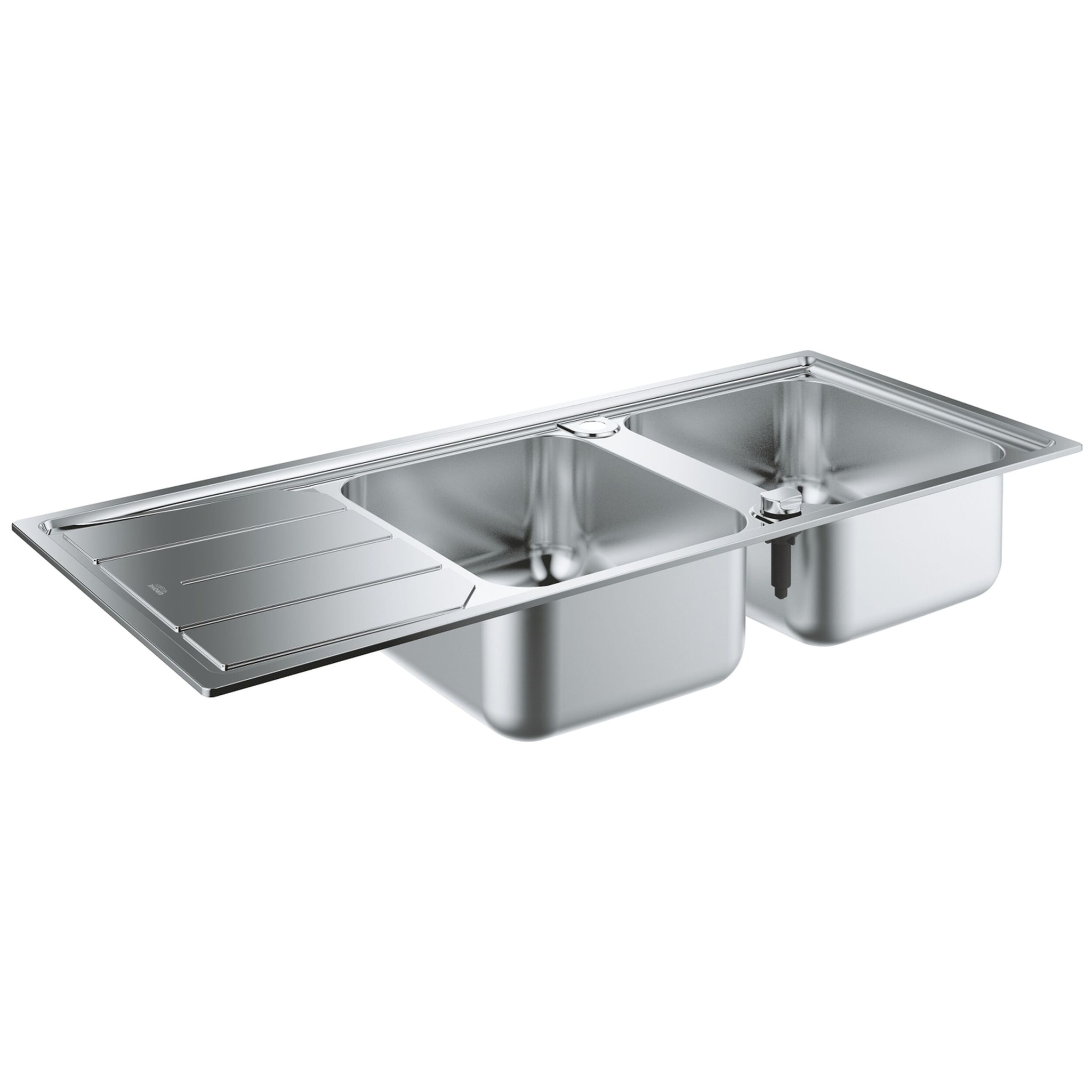 K500 Evier à encastrer 2 bacs en acier inoxydable 116cm x 50cm