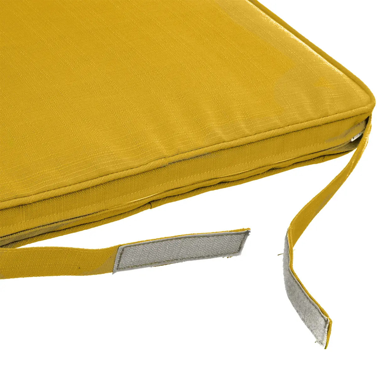 Galette de chaise à scratch "Korai" jaune moutarde 40x40x4cm en polyester
