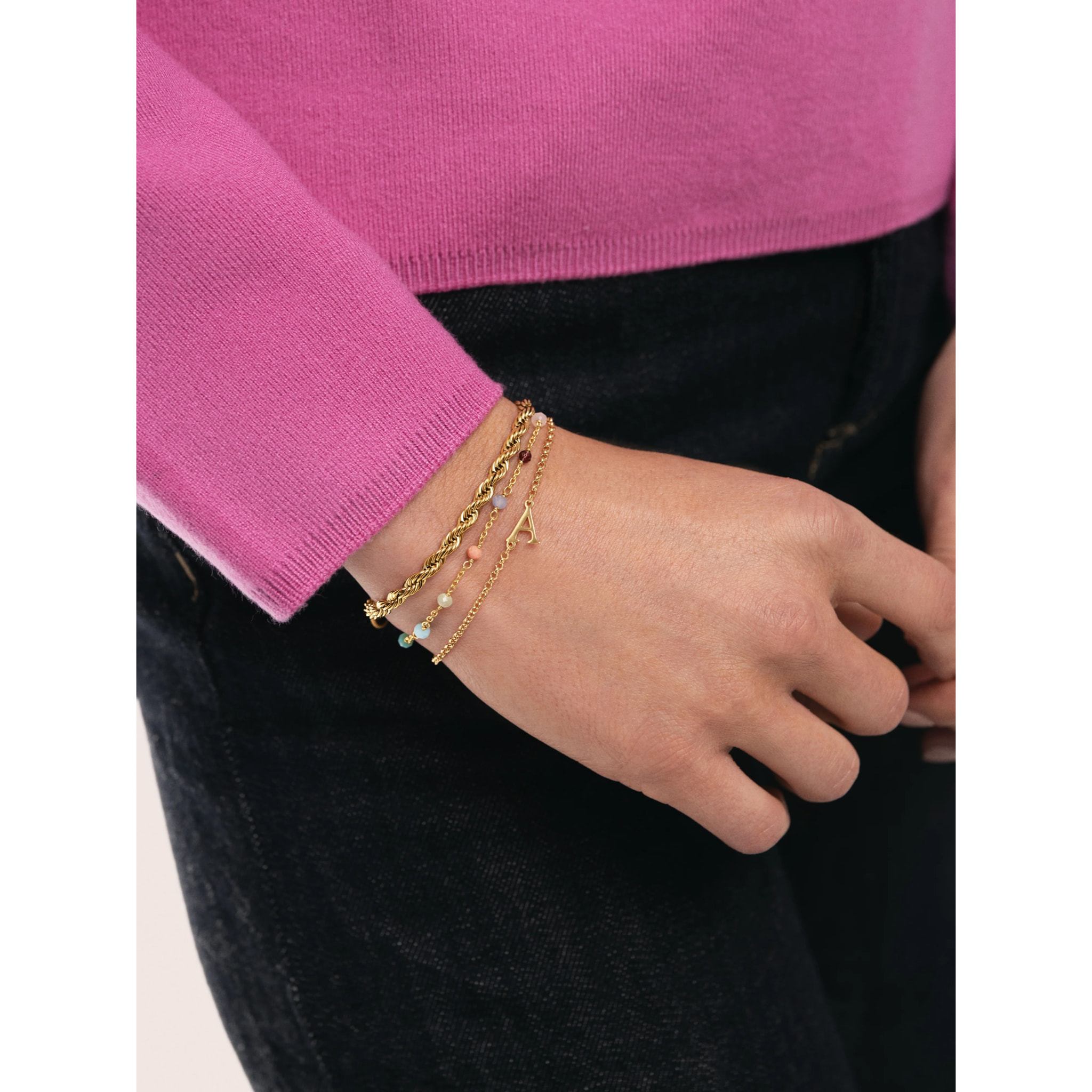 Bracciali Single Letter Argento Placcato Oro