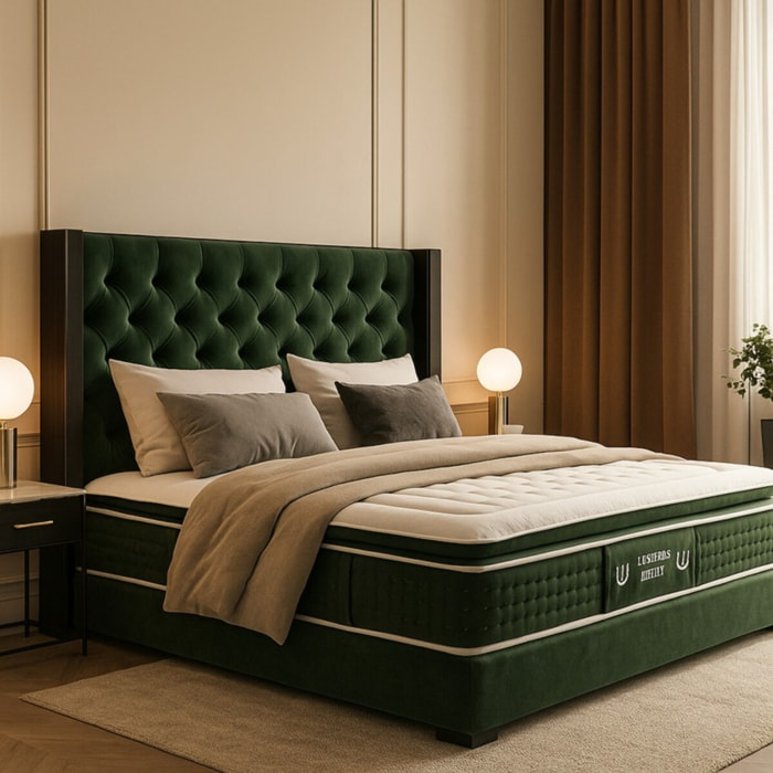 Matelas Emeraude | 33 cm | Mémoire de forme, Gel & Ressorts ensachés | Surmatelas intégré & Gel Refresh