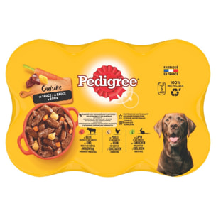 PEDIGREE 12 Boîtes en sauce 3 variétés pâtée pour chien 400g (2x6)