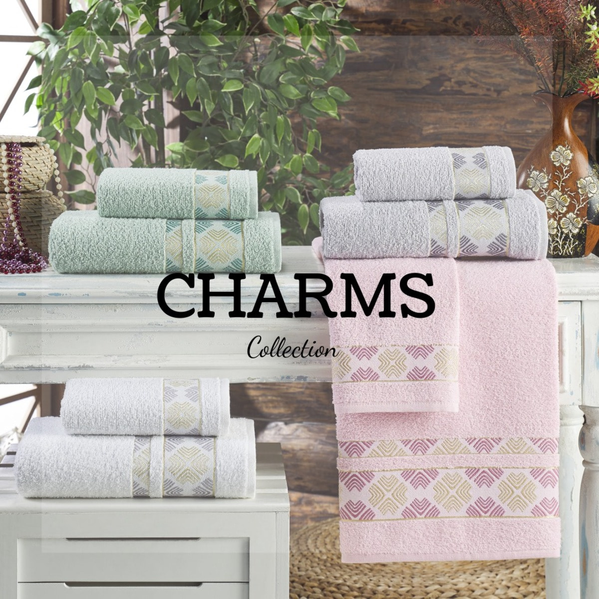 SET ASCIUGAMANI COTTON MANIA – CHARMS - VERDE CHIARO SALVIA