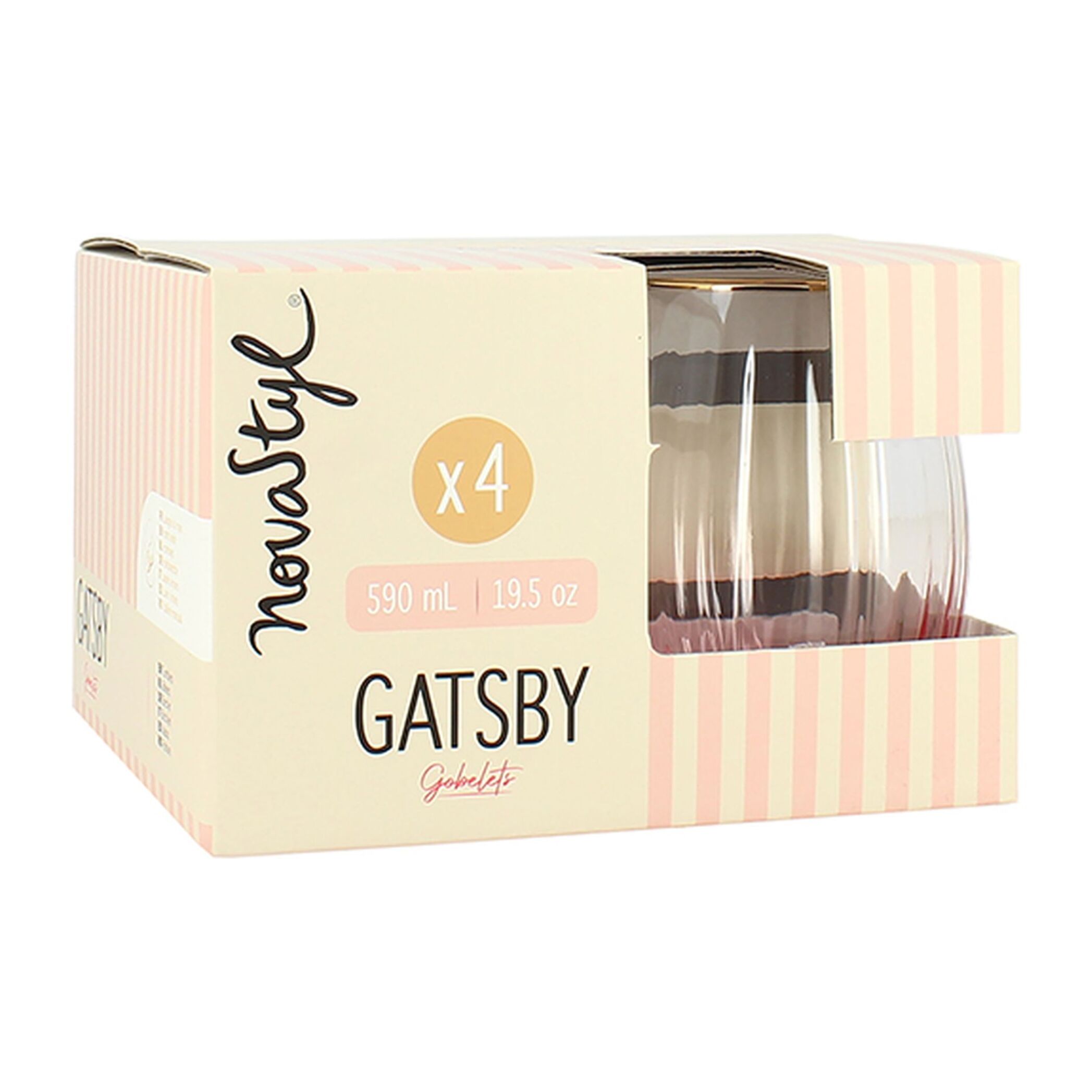 Lot de 4 gobelets en verre 59cl rose GATSBY