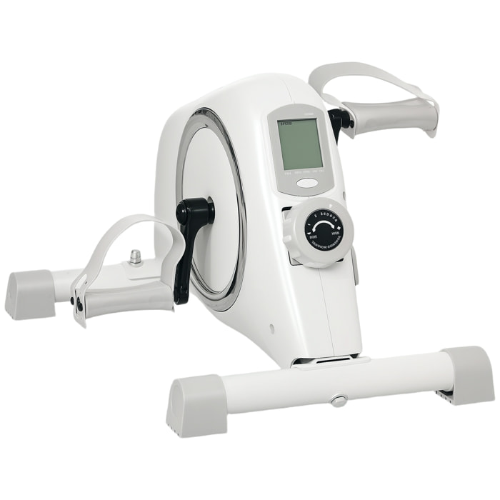 Pedales Estáticos Mini Bicicleta Estática con Resistencia Magnética de 8 Niveles Pantalla LCD y Pedales Antideslizantes para Ejercitar Brazos y Piernas Pedaleador para Casa Oficina Blanco