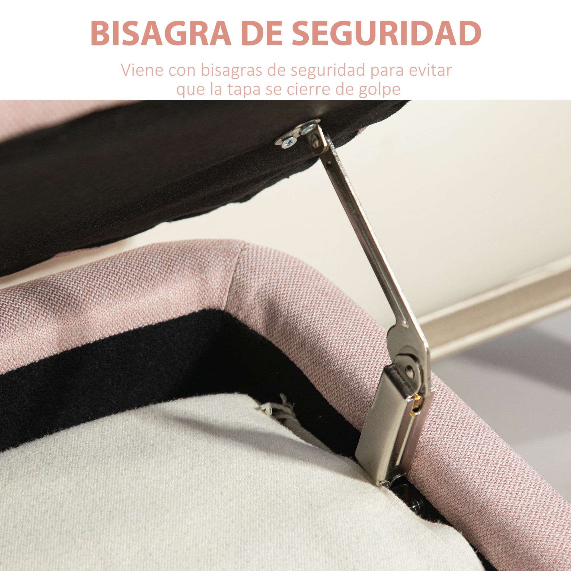 Banco de Almacenamiento Taburete de Almacenaje Tapizado en Lino con Tapa Abatible y Patas de Acero para Dormitorio Salón Entrada Carga 150 kg 101x38,5x44,5 cm Rosa