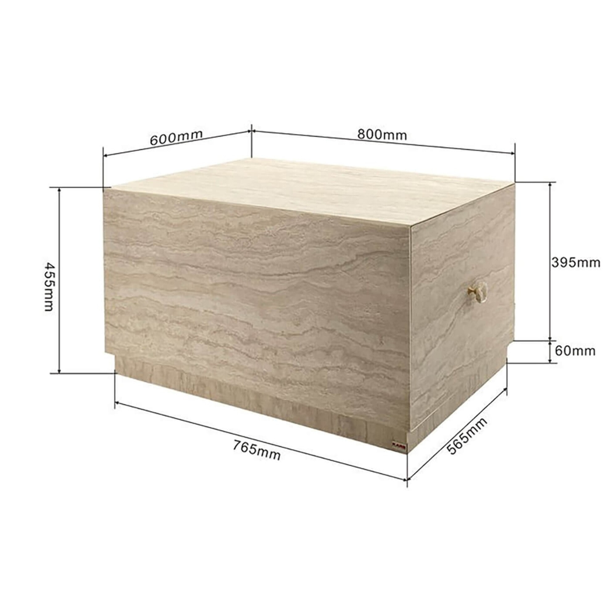 Table basse à tiroirs Travertino 80x60cm Kare Design