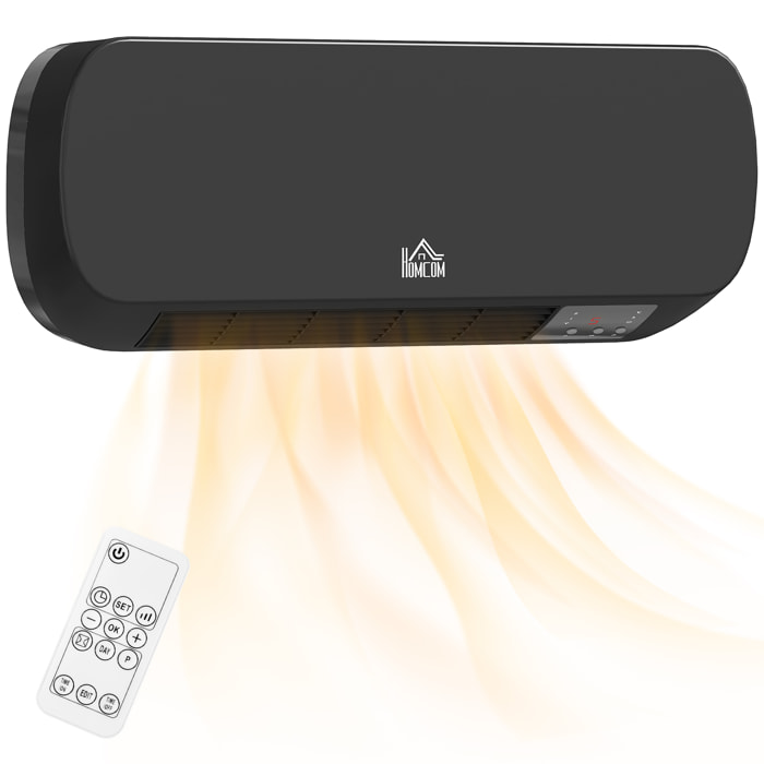 Calefactor Eléctrico Bajo Consumo, 1000W/2000W, Calefactor de Baño de Pared con Pantalla LED, IPX2, 3 Modos, Protección contra Sobrecalentamiento, Temporizador, Mando a Distancia, Negro