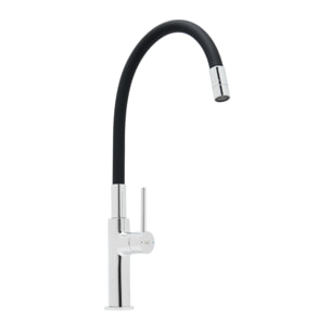 Mitigeur pour évier de cuisine, bec flexible en silicone, aérateur Neoperl®, cartouche en céramique, noir/chrome (SATBSD290C)