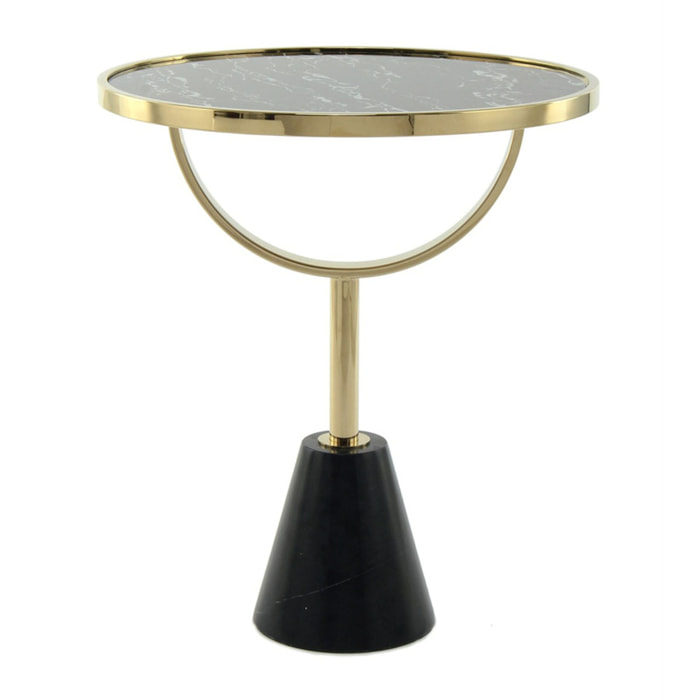 Tavolino da salotto Rocio 100 in vetro marmorizzato nero e oro