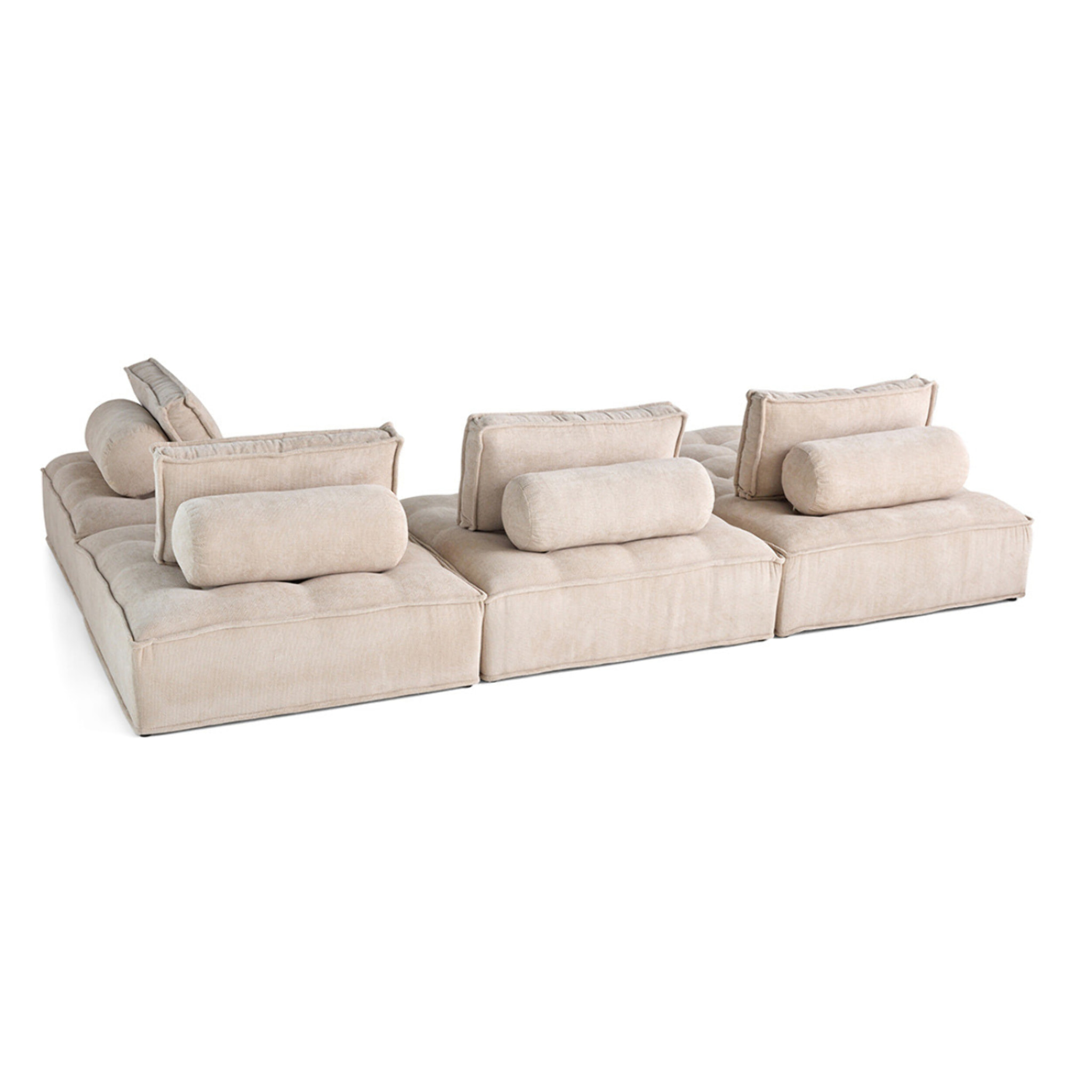 Marisol - canapé panoramique modulable 7 places - velours texturé - Beige