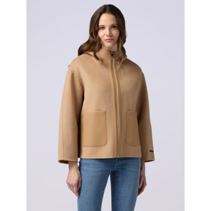 Oltre - Giubbotto in panno con maxi tasche - Beige