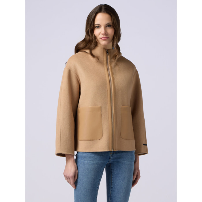 Oltre - Giubbotto in panno con maxi tasche - Beige