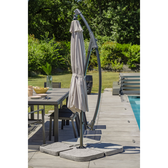 MALAGA - Parasol avec pied excentré en acier et toilee