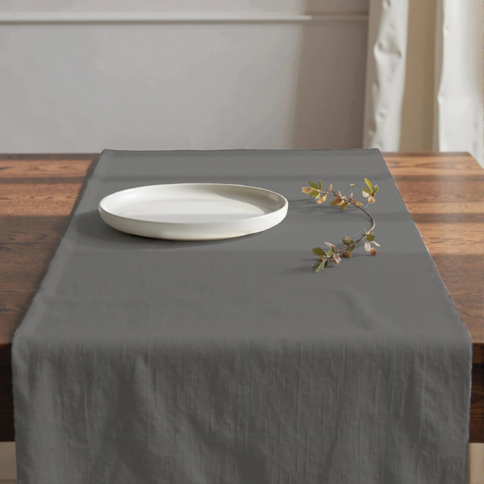 Chemin de table 100% coton Harvard Antracita 50x150 cm