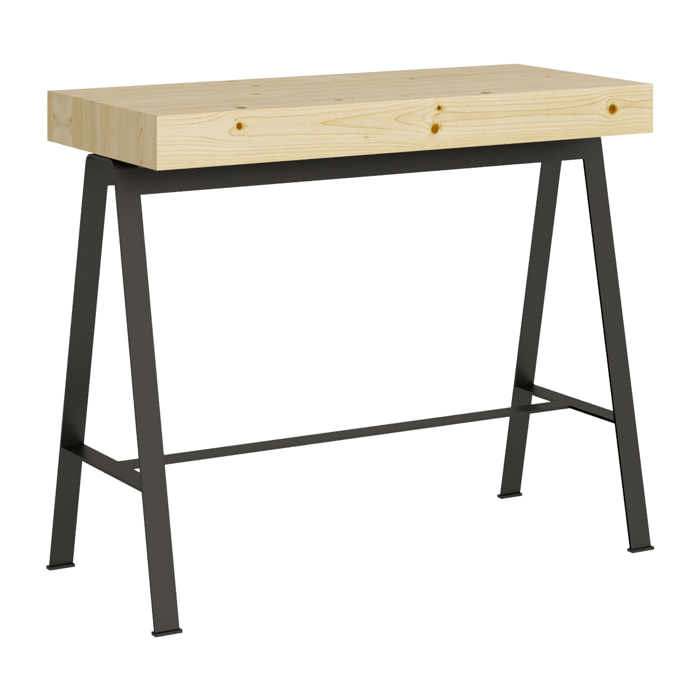 Console extensible 90x40/300 cm Banco Chêne Nature cadre Anthracite