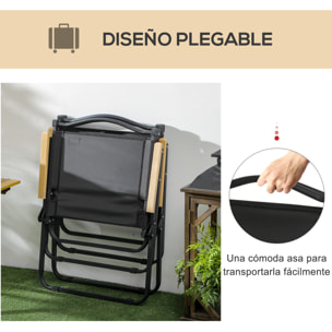 Pack de 2 Sillas Plegable de Camping Sillas de Camping Portátil con Reposabrazos y Estructura de Acero Silla para Pesca Jardín Terraza Negro
