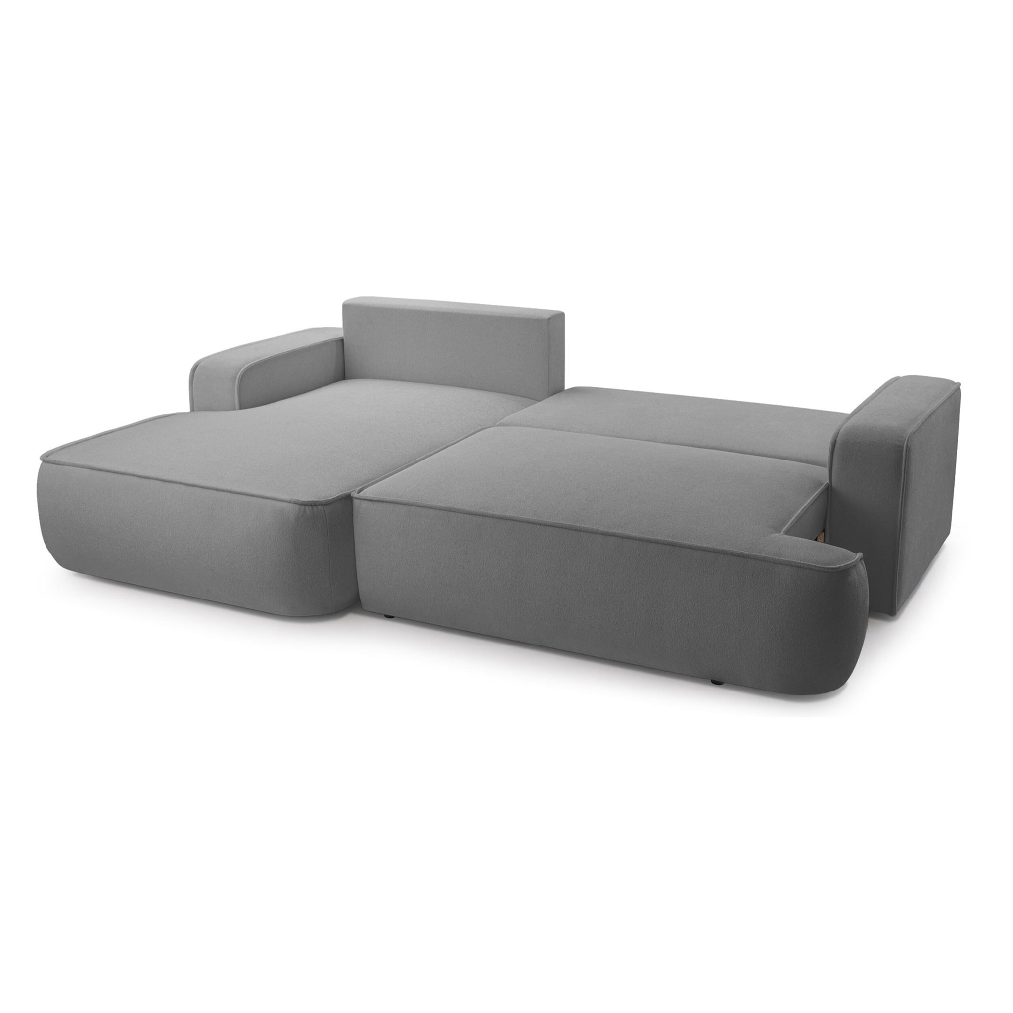 Nessino - canapé d'angle gauche 4 places - convertible avec coffre - en tissu texturé - Gris foncé