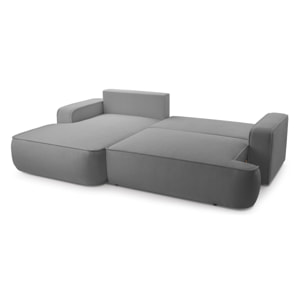 Nessino - canapé d'angle gauche 4 places - convertible avec coffre - en tissu texturé - Gris foncé