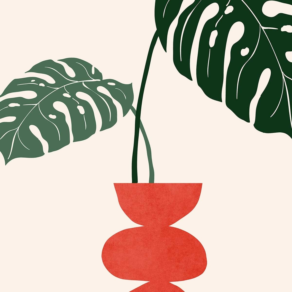 Affiche fleurs Deco vase monstera Affiche + cadre en bois - Chêne