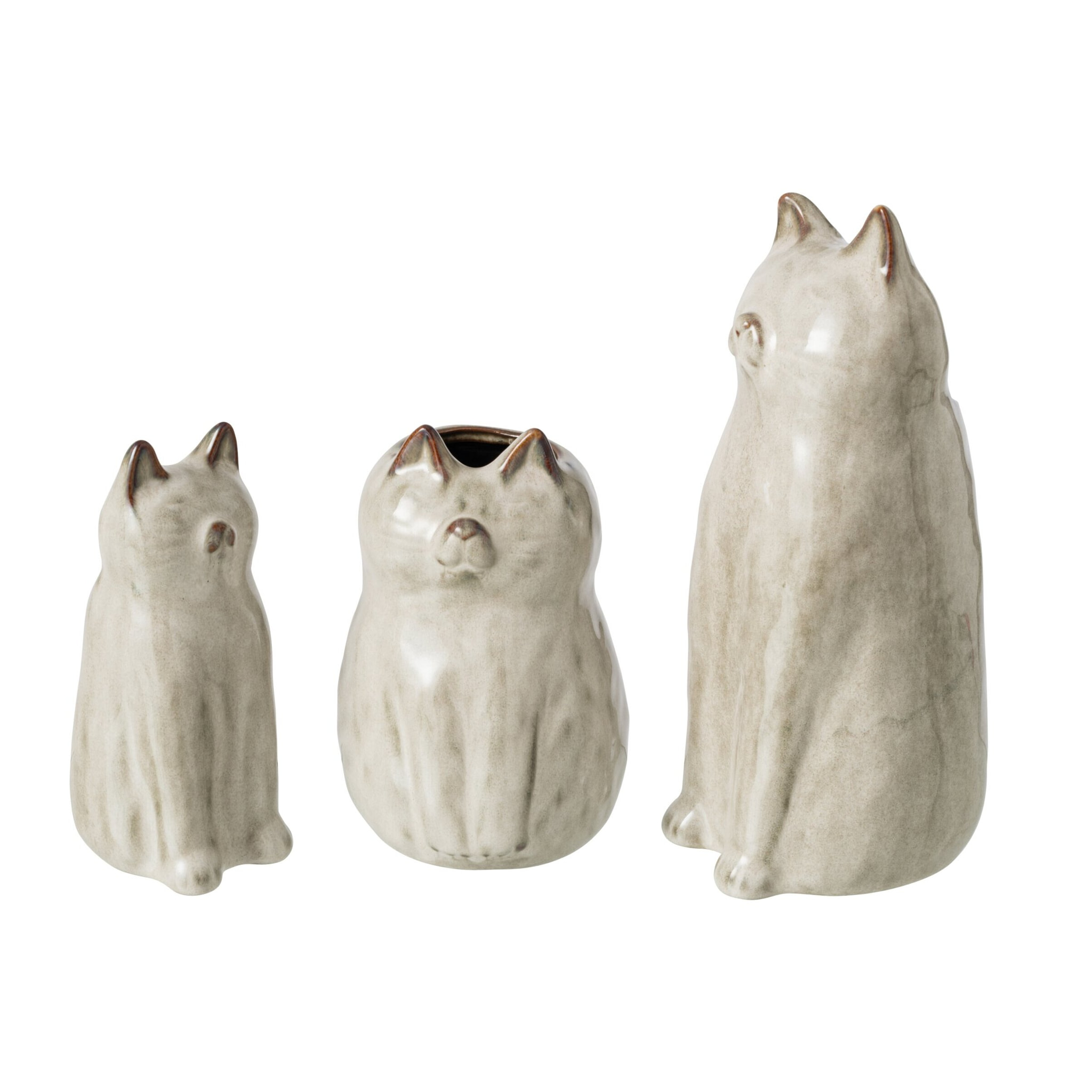 J-Line Vase chat - porcelaine - gris vert - medium