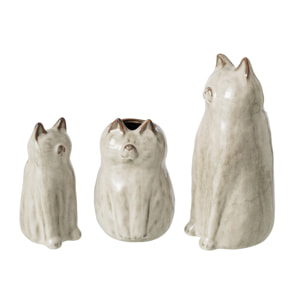 J-Line Vase chat - porcelaine - gris vert - medium
