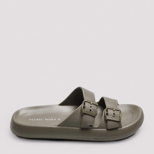 Infradito con fibbia verde kaki