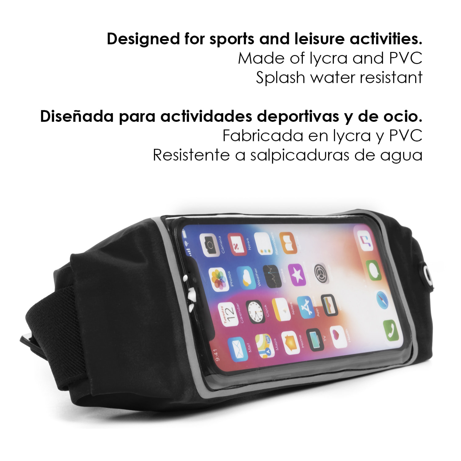 Borsa a vita Wanel con tasca trasparente con funzione touch.