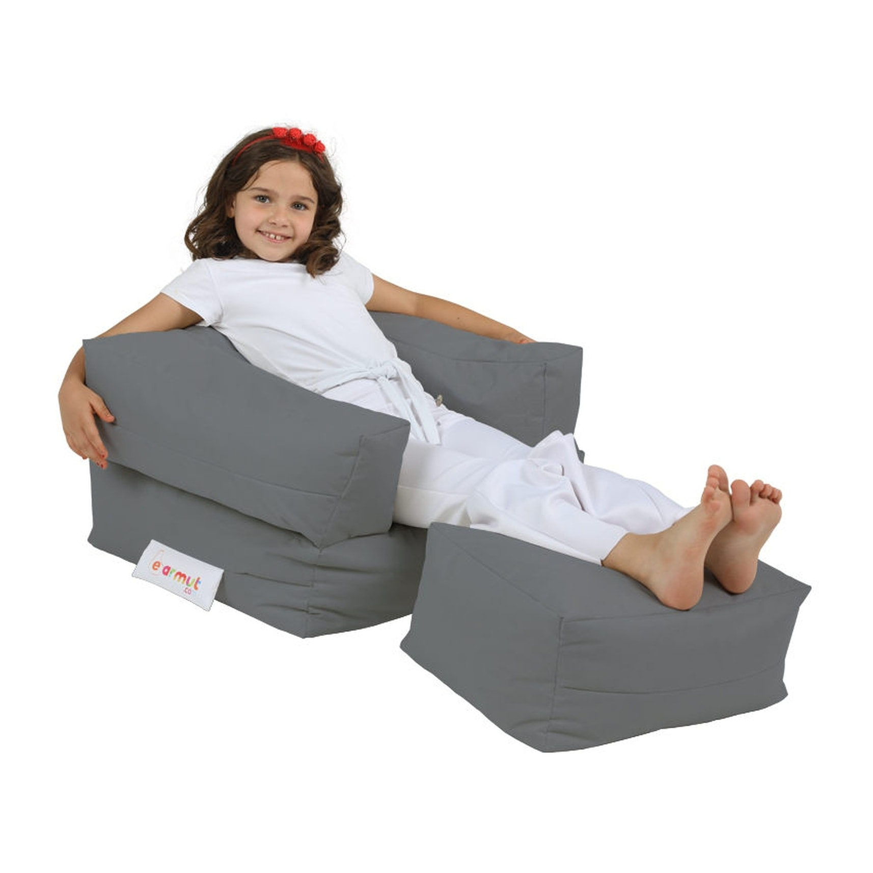 Sillón + puf para niños para exteriores humo