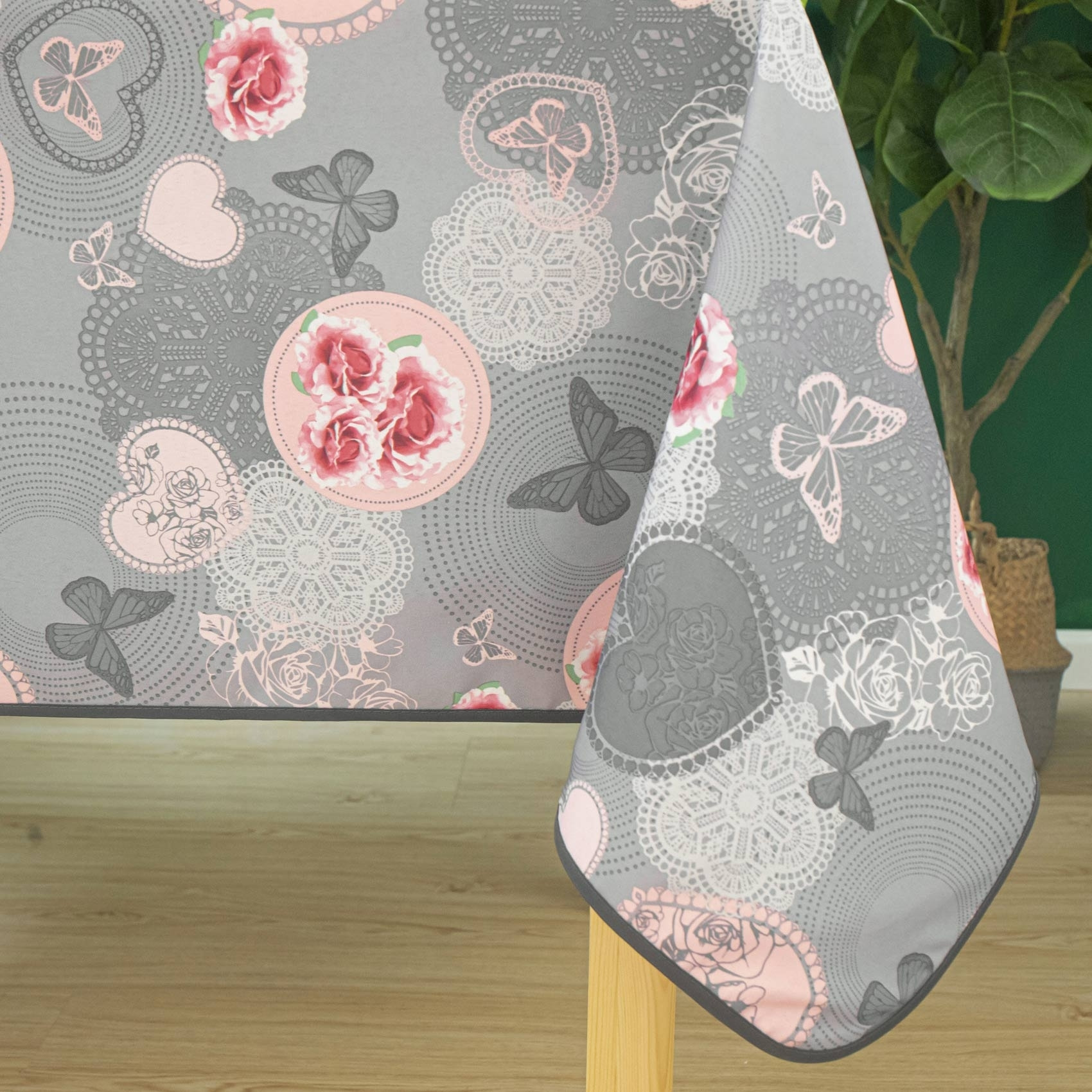 Nappe enduite esprit floral - Gris clair