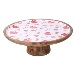 Alzata in legno rosso tonda cm ø30h10