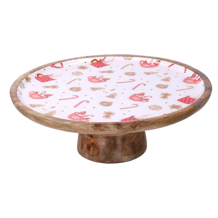 Alzata in legno rosso tonda cm ø30h10