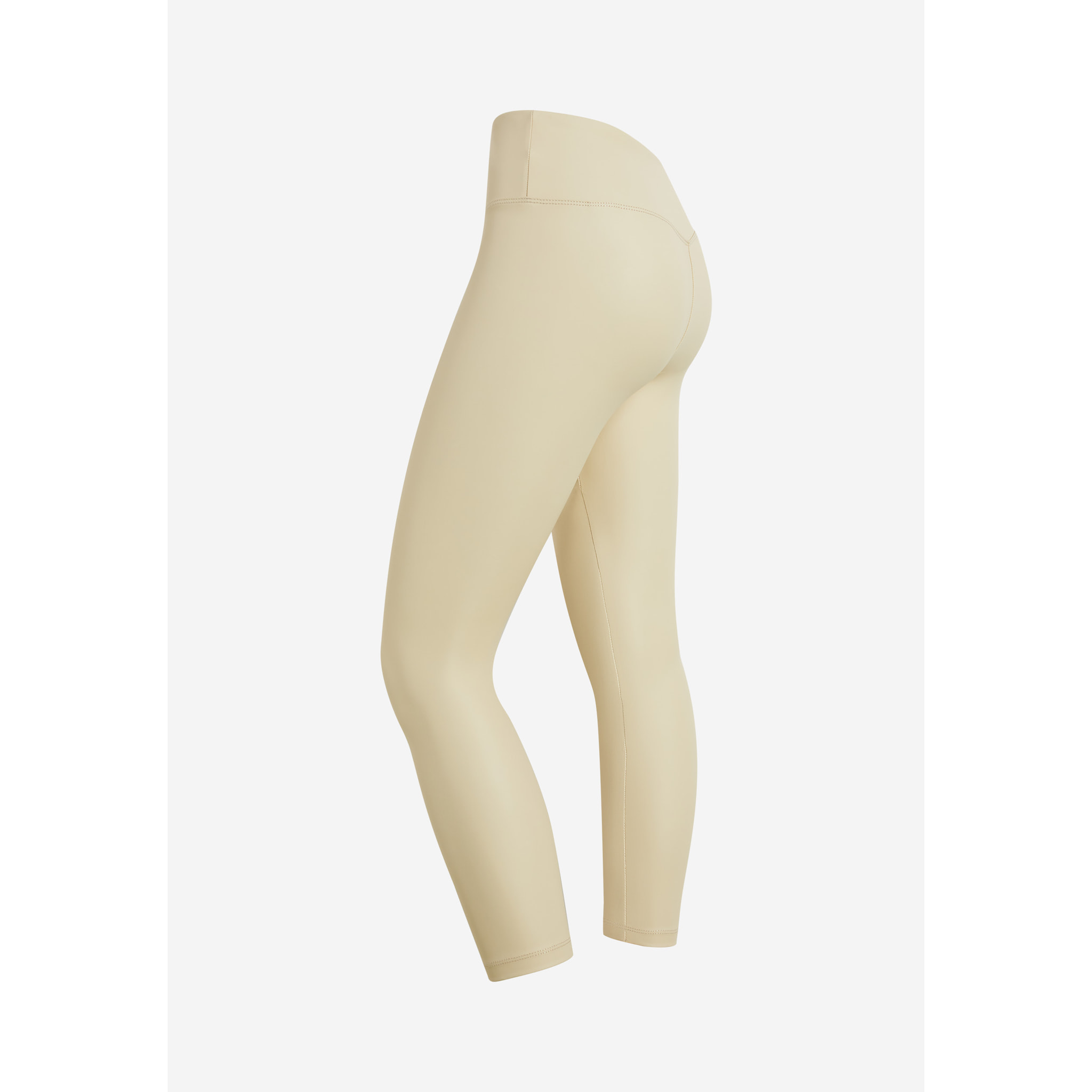 Leggings 7/8 vita alta in tessuto coated effetto pelle