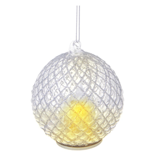 Sfera Rete Con Candela A Led. Diametro 10 Cm - Pezzi 6 - 10X10X10cm - Colore: Verde - Bianchi Dino - Articoli Natalizi