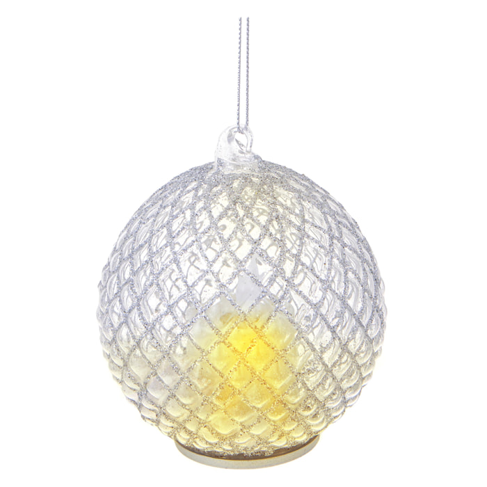 Sfera Rete Con Candela A Led. Diametro 10 Cm - Pezzi 6 - 10X10X10cm - Colore: Verde - Bianchi Dino - Articoli Natalizi