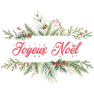 Sticker Noël Joyeux Noël branches de sapin - Autocollants stickers adhésifs noël - décoration fêtes