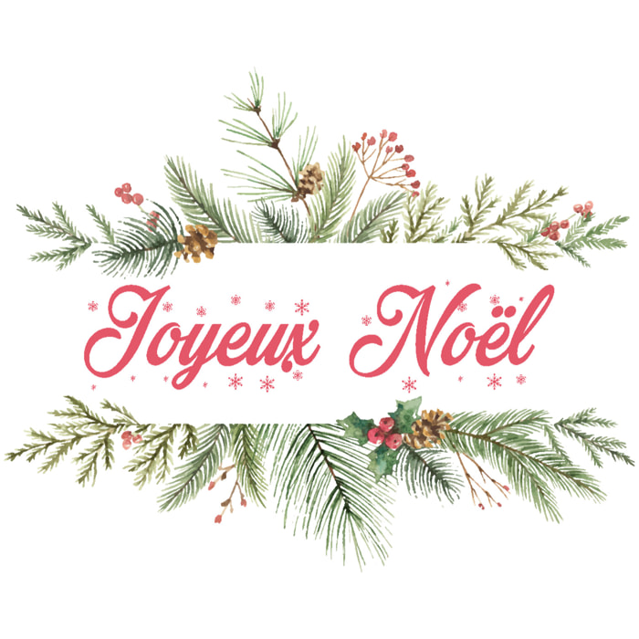 Sticker Noël Joyeux Noël branches de sapin - Autocollants stickers adhésifs noël - décoration fêtes