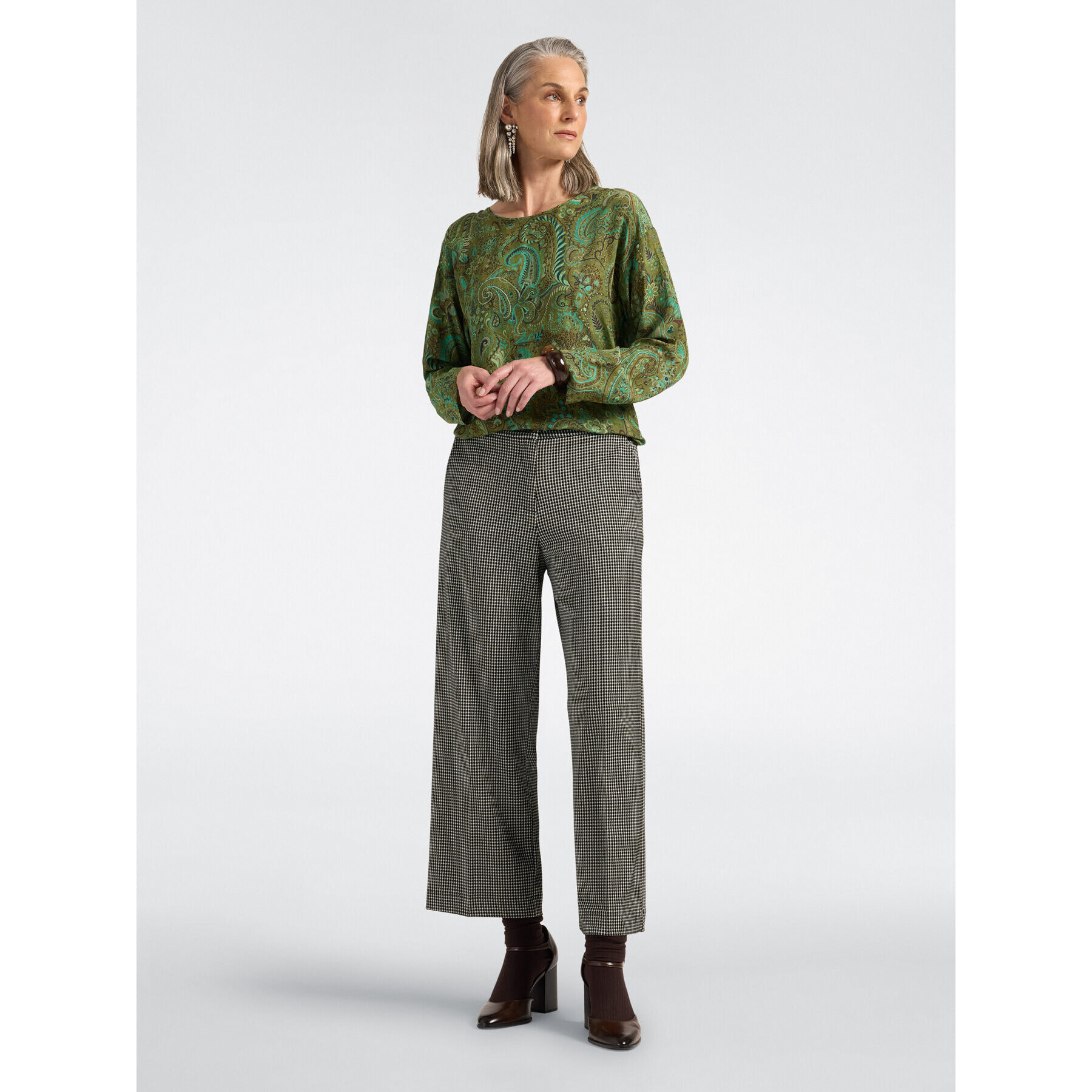Elena Mirò - Blusa in viscosa stampata paisley - Verde