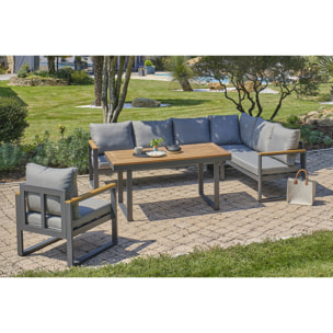 YONAHA - Ensemble repas de jardin 7 places en aluminium