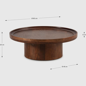 Table basse ronde en bois de manguier - SUNNA
