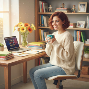 Silla de Escritorio sin Brazos, Silla de Oficina Giratoria, Tapizada en Cuero Sintético, con Respaldo Curvado, Asiento Forma U, Altura Ajustable, Basculante, Blanco