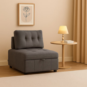 Poltrona letto singolo salvaspazio in tessuto grigio scuro - Orleans