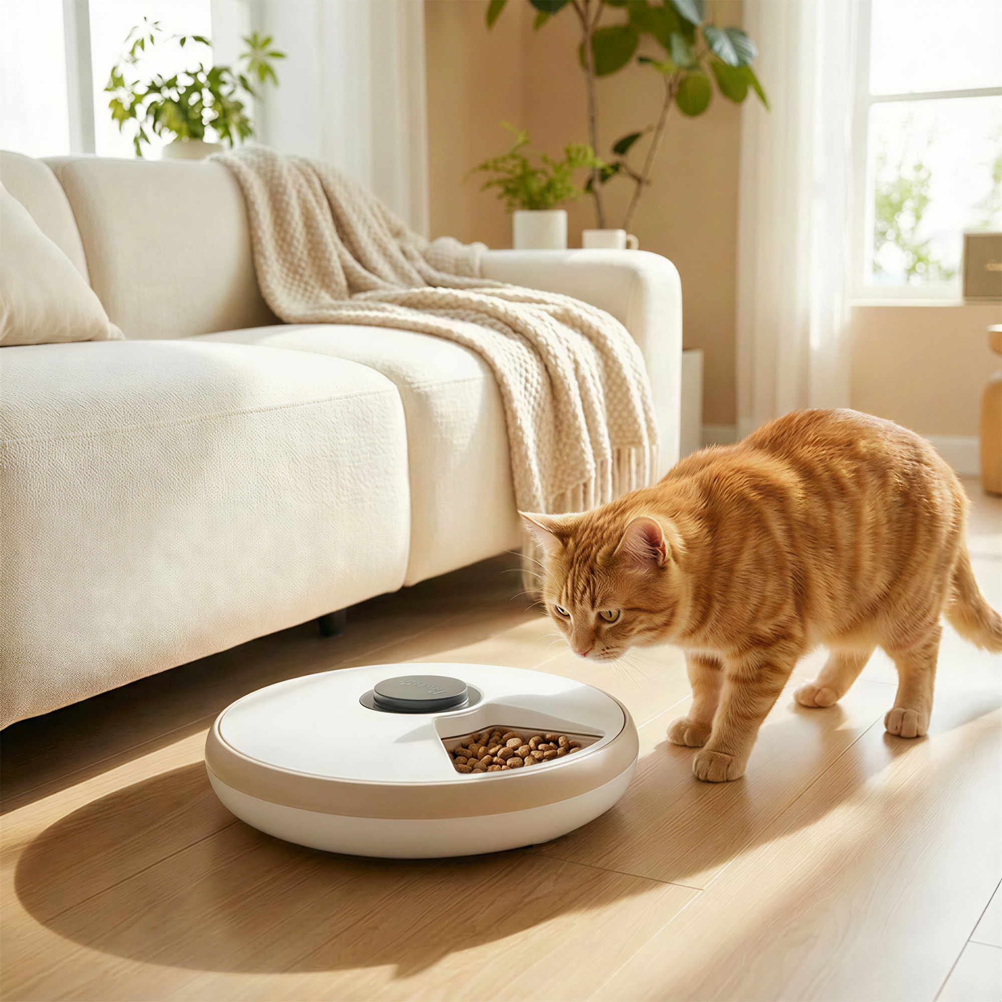 Comedero Automático para Gatos y Perros, Dispensador de Comida para Gatos con Temporizador Programable, Paquete de Hielo, 6 Cuencos, Pantalla LED, Funciona con Baterías, para Secos y Húmedos