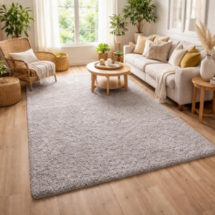 Tapis poils longs shaggy tissé motif uni ZASIVE