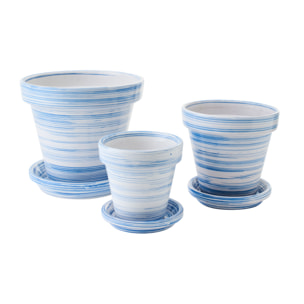 J-Line Cache-pot - céramique - bleu/blanc - large