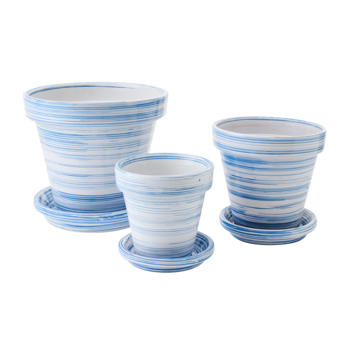 J-Line Cache-pot - céramique - bleu/blanc - large