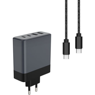 Chargeur secteur ADEQWAT 100W GaN 2 USB-A + 2 USB-C + câble USB-C