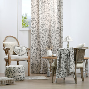 Plaid imprimé floral esprit campagne chic - Ecru