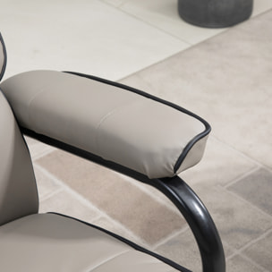 Fauteuil relax inclinable pivotant avec repose-pieds liserets noir synthétique gris
