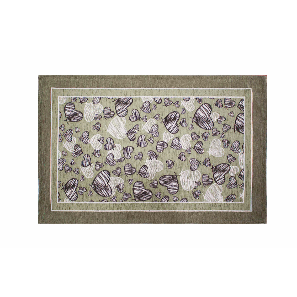 TAPPETO DA CUCINA DIS.MEDODY VERDE CENERE 57X85 CM CON ANTISCIVOLO